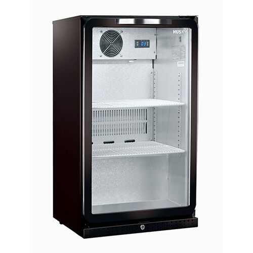 Display koelkast zwart, met glazen deur, 138 liter