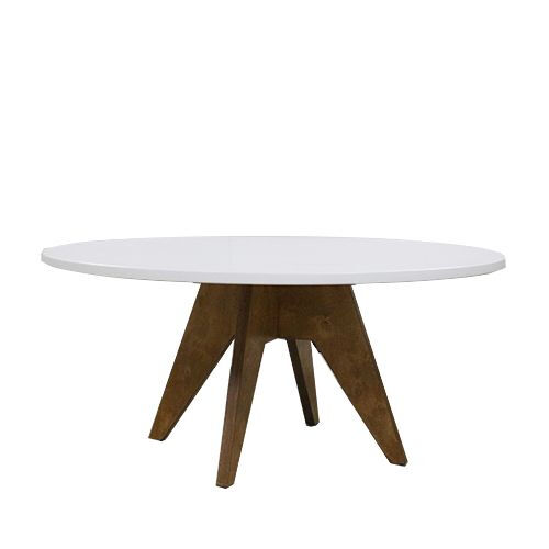 Oaky zittafel rond, met wit blad, Ø 165 cm, hoogte 75 cm.