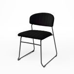 Stapelstoel Teddy velvet zwart, lxbxh 55x52x79 cm.