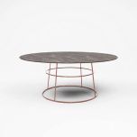 Alice dinetafel - rond, zwart marmerblad met koper onderstel