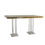 Palissander statafel lang, met RVS Quatro onderstel, met LED