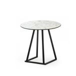 Zittafel zwart alu. met rond  marmer blad,  Ø 74.5  h110cm.