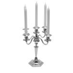 Kandelaar 5-armig, zilverplated, hoogte 43 cm