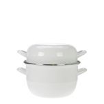 Mosselpan wit, 2,8 liter / 18 cm, met deksel 