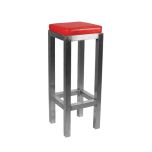 Kruk RVS hoog, met rood kussen