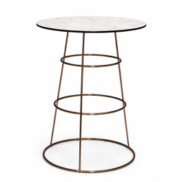 Amélie statafel - rond, wit marmerblad met koper onderstel