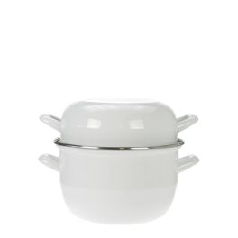 Mosselpan wit - 2,8 liter, met deksel 18 cm