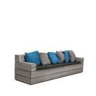Steigerhouten bank met armleuning, inclusief kussens
