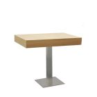 Oak zittafel, met RVS onderstel, lxbxh 80x80x76 cm.