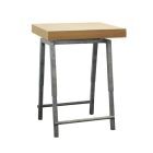 Oak statafel, met Steel onderstel, lxbxh 80x80x112 cm.