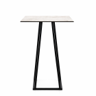 Quartus statafel - vierkant wit marmer, zwart alu onderstel