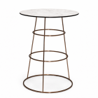 Amélie statafel - rond, wit marmerblad met koper onderstel