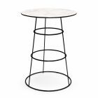 Amélie statafel - rond, wit marmerblad & zwart chr onderstel
