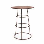 Alaric statafel - rond, corten blad met koper onderstel