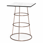 Quartus statafel - vierkant wit marmer blad, koper onderstel