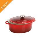 Braadpan rood ovaal, 4 ltr.