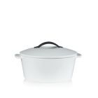 Braadpan satijn wit rond, met witte deksel