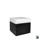Black Velvet lounge poef klein met wit kussen