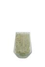 Waxinelichthouder - glas steenslag, olijf groen