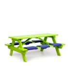 PickNick bank appelgroen, met blauwe kussens