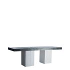 Woodstock White zittafel, lang, met zinken blad 