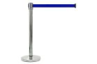 Afzetpaal chroom, met snelband blauw 2 meter 