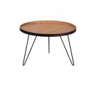 Home - Bijzettafel zwart metaal, naturel blad, Ø60 h39cm